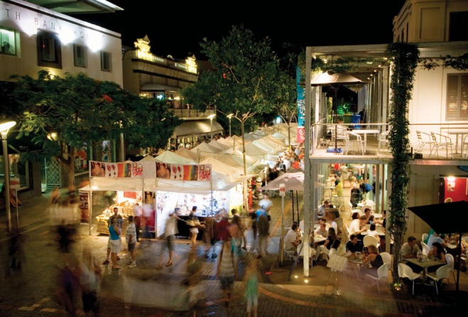 Brisbane Christmas Markets in South Bank at Night.