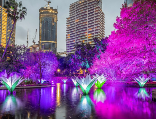 A light display in Roma Street Parklands, Brisbane.